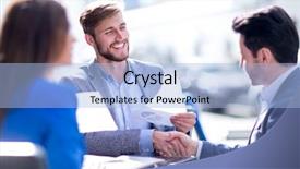  Presentation with meeting table - Colorful PPT theme enhanced with job attitude - meeting business colleagues backdrop and a light blue colored foreground