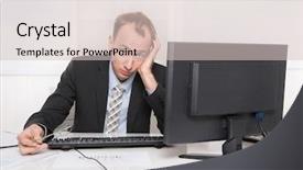  Presentation with burnout - PPT layouts featuring job burnout - frustrated employee sitting and desk background and a lemonade colored foreground