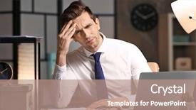  Presentation with tired - Cool new slide set with job burnout - tired young man working backdrop and a coral colored foreground