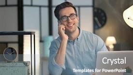  Presentation with burnout - Presentation design with job burnout - young man with mobile phone background and a gray colored foreground