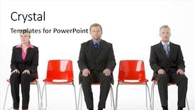  Presentation with red white blue business - Cool new presentation with job canidate - three business people sitting backdrop and a white colored foreground