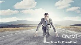  Presentation with job - Slide deck featuring job competencies - young determined businessman standing background and a gray colored foreground