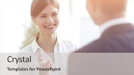  Presentation with small business - Presentation theme enhanced with job competency - business woman talking background and a light gray colored foreground