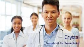  Presentation with asian doctor - Slides having job competency - young asian man as doctor background and a lemonade colored foreground