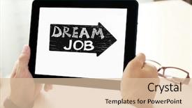  Presentation with dream job database administration - Slide set enhanced with job concept male hands holding background and a lemonade colored foreground