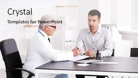  Presentation with doctor patient relations - Beautiful presentation featuring job consultancy - male doctor consulting patient backdrop and a  colored foreground