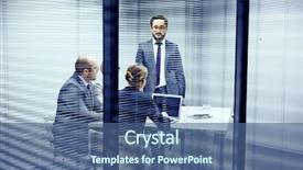  Presentation with office workers - Colorful slide set enhanced with job consultancy - serious co-workers having consultation backdrop and a ocean colored foreground