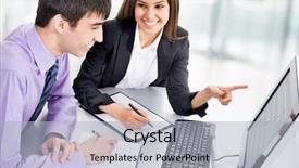  Presentation with young business people - PPT theme having job consultancy - young business people working background and a  colored foreground