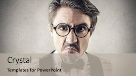  Presentation with electronics labb man - Slide deck consisting of job dissatisfaction - angry man disgusted background and a light gray colored foreground