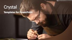  Presentation with evaluation - Cool new presentation with job evaluation - jeweler working in workshop backdrop and a tawny brown colored foreground