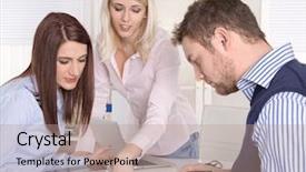  Presentation with teamwork - Presentation theme with job evaluation - teamwork at office with three background and a coral colored foreground