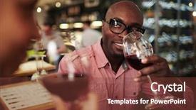  Presentation with sommelier - PPT theme enhanced with job evaluation - young sommelier with glass background and a tawny brown colored foreground