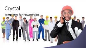  Presentation with job fair - Audience pleasing slide set consisting of job fair - architect on the phone backdrop and a white colored foreground