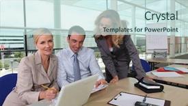  Presentation with job fair - Beautiful presentation theme featuring job fair - business meeting backdrop and a sky blue colored foreground