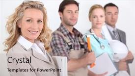  Presentation with job fair - Presentation theme with job fair - businesswoman background and a coral colored foreground