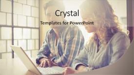  Presentation with job fair - Cool new PPT layouts with job fair - creative colleagues with laptop discussing backdrop and a lemonade colored foreground