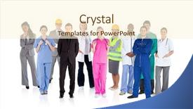  Presentation with job fair - Presentation design consisting of job fair - different careers on white background background and a cream colored foreground