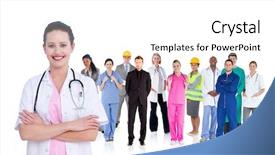  Presentation with job - Cool new PPT layouts with job fair - doctor standing in front backdrop and a white colored foreground