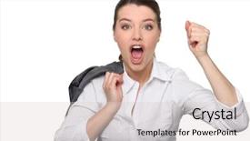  Presentation with job fair - Audience pleasing presentation design consisting of job fair - portrait of a businesswoman backdrop and a lemonade colored foreground