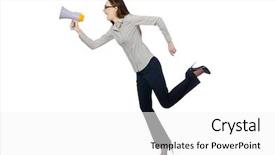  Presentation with demographic millennials business concept - PPT theme enhanced with job fair - woman in business concept isolated background and a white colored foreground