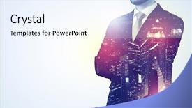  Presentation with job - Presentation design with job fair - young businessman thinking and standing background and a sky blue colored foreground