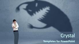  Presentation with shadow - Amazing presentation theme having job fear - business man afraid of his backdrop and a ocean colored foreground