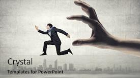  Presentation with fear - PPT theme consisting of job fear - funny image of businessman trying background and a light gray colored foreground