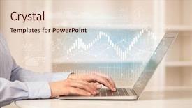  Presentation with global laptop - Slide set featuring job flow - business woman in homey environment background and a lemonade colored foreground