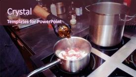  Presentation with food safety - Presentation theme consisting of job food safety - chef is adding white wine background and a tawny brown colored foreground