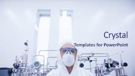  Presentation with food safety - Theme consisting of job food safety - portrait of a scientist background and a sky blue colored foreground