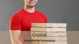  Presentation with pizza - Audience pleasing PPT layouts consisting of job food safety - young handsome man with pizza backdrop and a  colored foreground