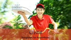  Presentation with young athletes box jumping - Colorful presentation enhanced with job food safety - young man delivering pizza box backdrop and a  colored foreground