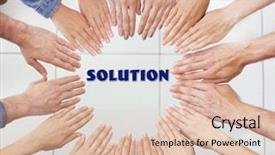  Presentation with business training - Beautiful presentation design featuring job fulfillment - business training concept united hands backdrop and a lemonade colored foreground