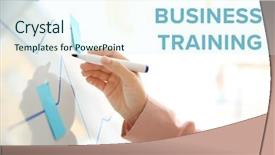  Presentation with business training - Presentation enhanced with job fulfillment - business training concept background and a cool aqua colored foreground