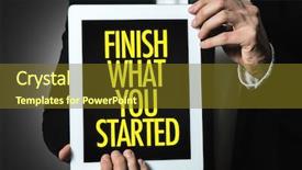  Presentation with podium finish - Slides enhanced with job fulfillment - finish what you started background and a tawny brown colored foreground