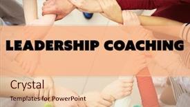  Presentation with coaching - Beautiful presentation design featuring job fulfillment - leadership coaching concept group backdrop and a  colored foreground