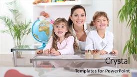  Presentation with teacher - Colorful slide deck enhanced with job fulfillment - portrait of a teacher backdrop and a coral colored foreground