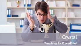  Presentation with golden - Theme featuring job incentive - businessman with golden cup background and a gray colored foreground