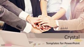  Presentation with incentive - Cool new theme with job incentive - picture showing hands of business backdrop and a  colored foreground