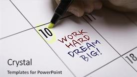  Presentation with hard work - Slide set consisting of job incentive - work hard dream big background and a white colored foreground