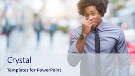  Presentation with afro - Slides enhanced with job insecurity - afro american business man background and a  colored foreground