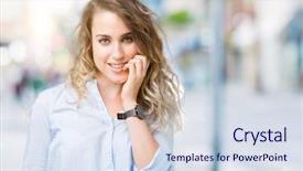  Presentation with anxiety - Theme consisting of job insecurity - beautiful young blonde business woman background and a  colored foreground