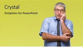  Presentation with business - PPT layouts having job insecurity - handsome senior business man background and a yellow colored foreground