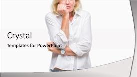  Presentation with anxiety - Audience pleasing PPT layouts consisting of job insecurity - middle age blonde business woman backdrop and a white colored foreground