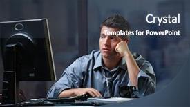  Presentation with job - Cool new presentation design with job insecurity - tired professional businessman looking backdrop and a tawny brown colored foreground