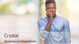  Presentation with african american in business - Theme with job insecurity - young african american business man background and a  colored foreground