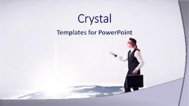  Presentation with blindfolded - Beautiful slide deck featuring job insecurity - young blindfolded businessman steps backdrop and a sky blue colored foreground