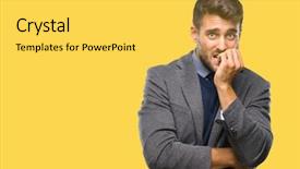  Presentation with stress and anxiety - Cool new presentation with job insecurity - young handsome business man backdrop and a  colored foreground