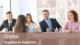  Presentation with human resource - Audience pleasing presentation theme consisting of job interview concept human resources backdrop and a coral colored foreground