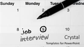  Presentation with job interview - Presentation design enhanced with job interview date on calendar background and a light gray colored foreground
